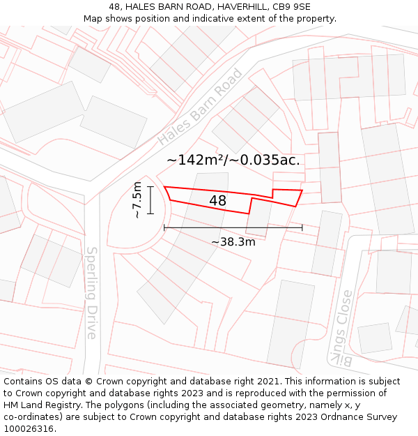 48, HALES BARN ROAD, HAVERHILL, CB9 9SE: Plot and title map