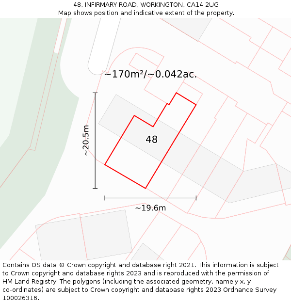 48, INFIRMARY ROAD, WORKINGTON, CA14 2UG: Plot and title map