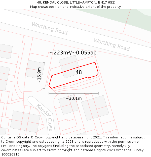 48, KENDAL CLOSE, LITTLEHAMPTON, BN17 6SZ: Plot and title map
