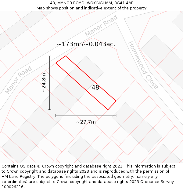 48, MANOR ROAD, WOKINGHAM, RG41 4AR: Plot and title map