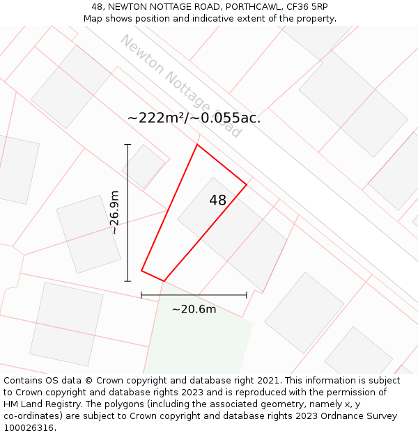 48, NEWTON NOTTAGE ROAD, PORTHCAWL, CF36 5RP: Plot and title map