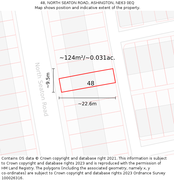 48, NORTH SEATON ROAD, ASHINGTON, NE63 0EQ: Plot and title map