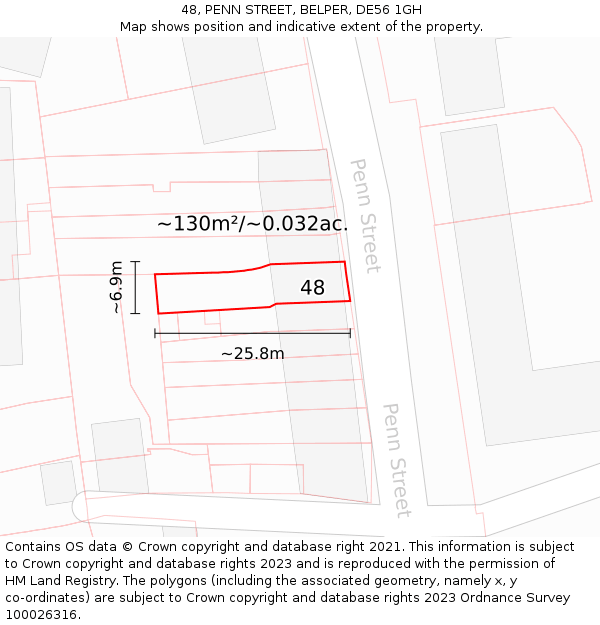 48, PENN STREET, BELPER, DE56 1GH: Plot and title map