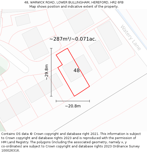 48, WARWICK ROAD, LOWER BULLINGHAM, HEREFORD, HR2 6FB: Plot and title map