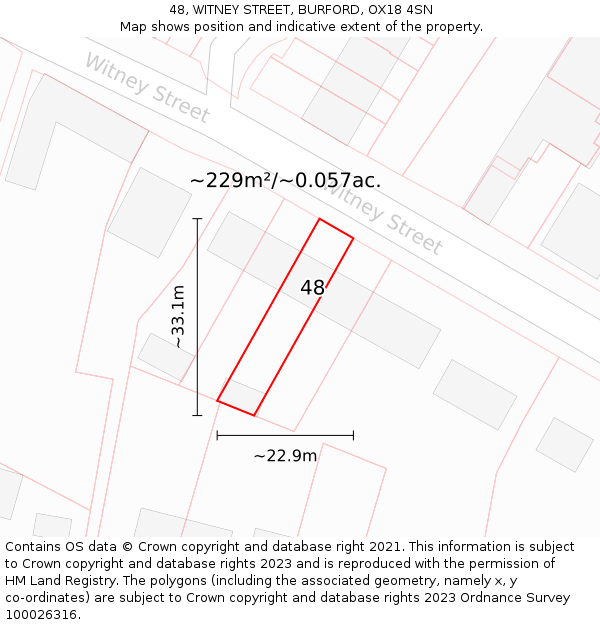 48, WITNEY STREET, BURFORD, OX18 4SN: Plot and title map