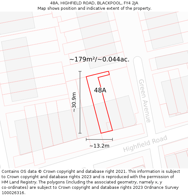 48A, HIGHFIELD ROAD, BLACKPOOL, FY4 2JA: Plot and title map