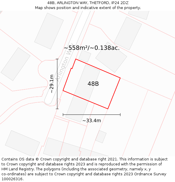 48B, ARLINGTON WAY, THETFORD, IP24 2DZ: Plot and title map