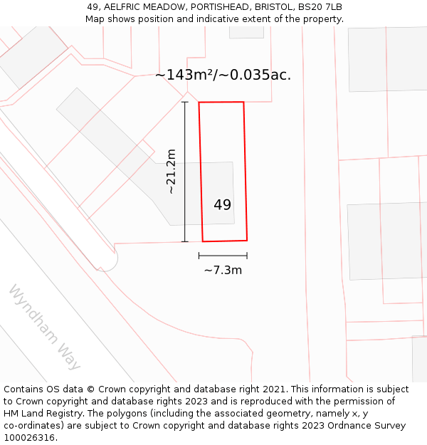 49, AELFRIC MEADOW, PORTISHEAD, BRISTOL, BS20 7LB: Plot and title map