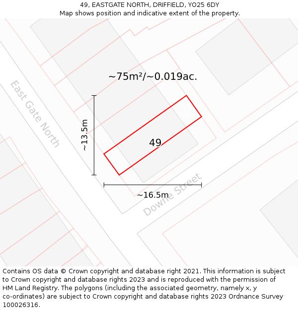 49, EASTGATE NORTH, DRIFFIELD, YO25 6DY: Plot and title map