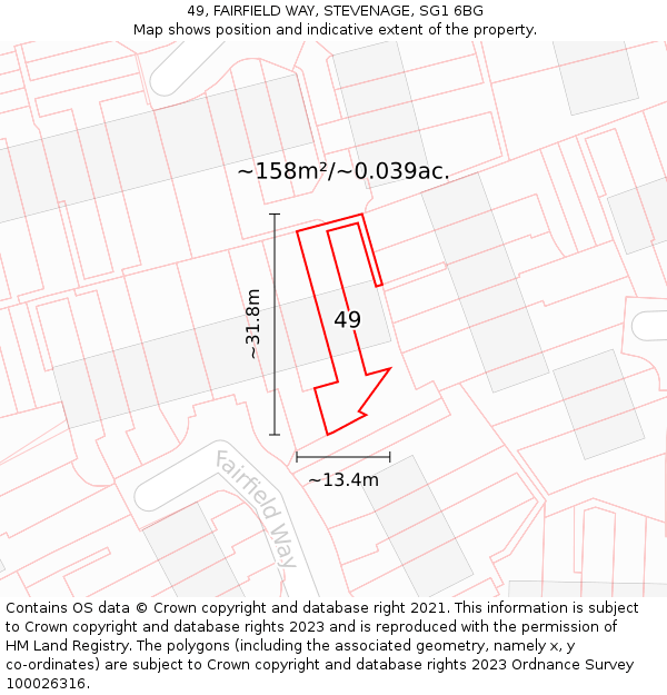 49, FAIRFIELD WAY, STEVENAGE, SG1 6BG: Plot and title map