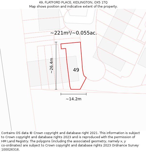 49, FLATFORD PLACE, KIDLINGTON, OX5 1TQ: Plot and title map