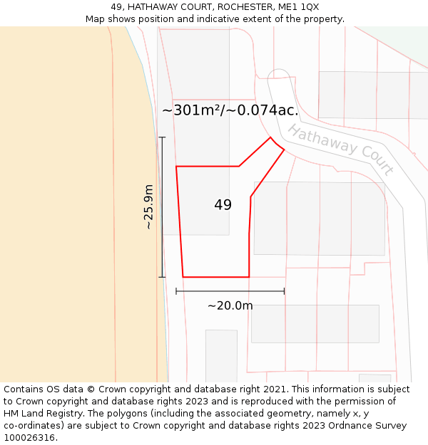 49, HATHAWAY COURT, ROCHESTER, ME1 1QX: Plot and title map