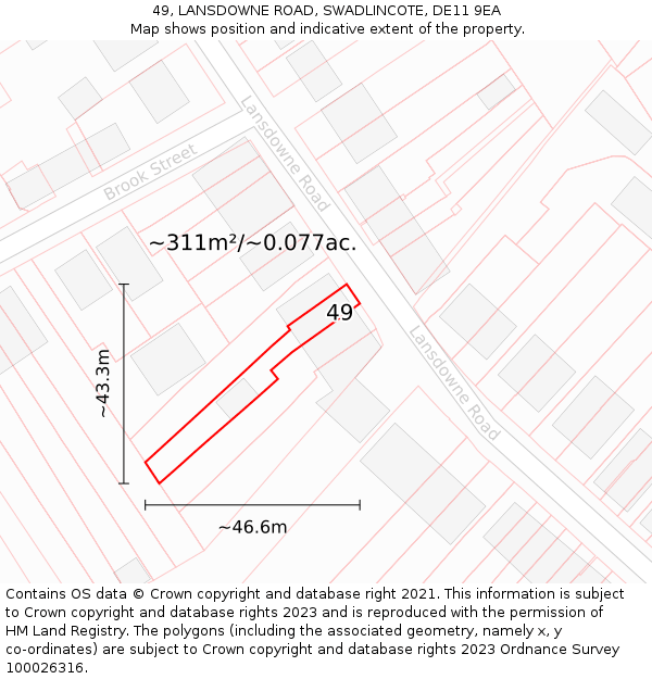 49, LANSDOWNE ROAD, SWADLINCOTE, DE11 9EA: Plot and title map