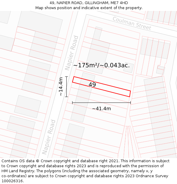 49, NAPIER ROAD, GILLINGHAM, ME7 4HD: Plot and title map