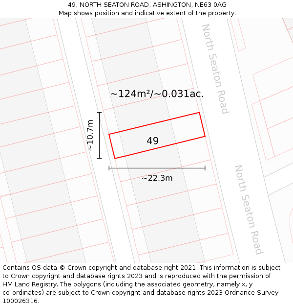 49, NORTH SEATON ROAD, ASHINGTON, NE63 0AG: Plot and title map