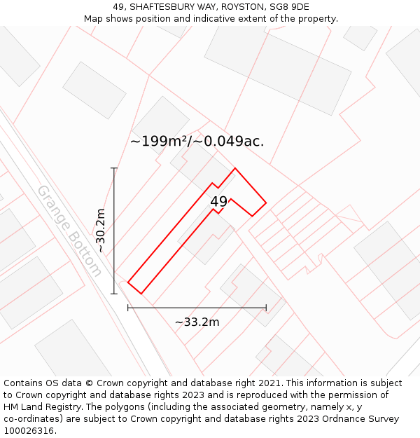 49, SHAFTESBURY WAY, ROYSTON, SG8 9DE: Plot and title map