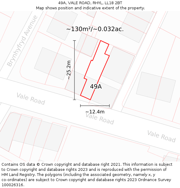 49A, VALE ROAD, RHYL, LL18 2BT: Plot and title map