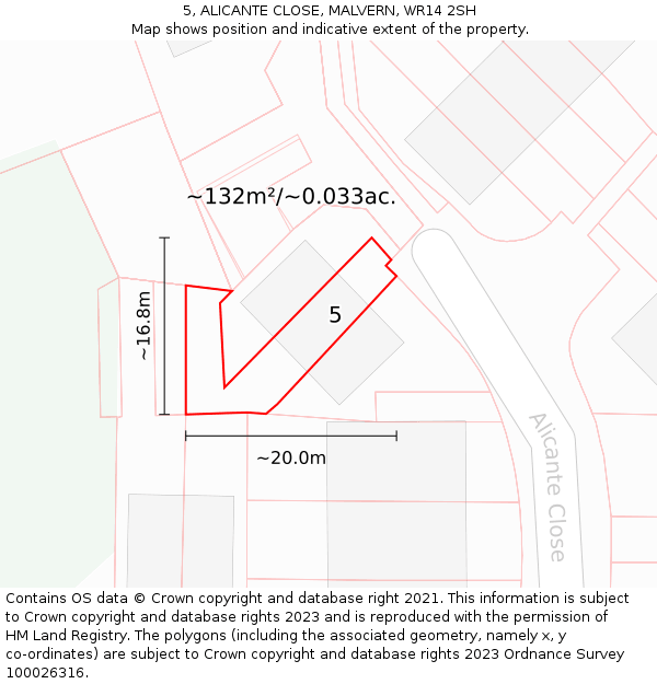 5, ALICANTE CLOSE, MALVERN, WR14 2SH: Plot and title map