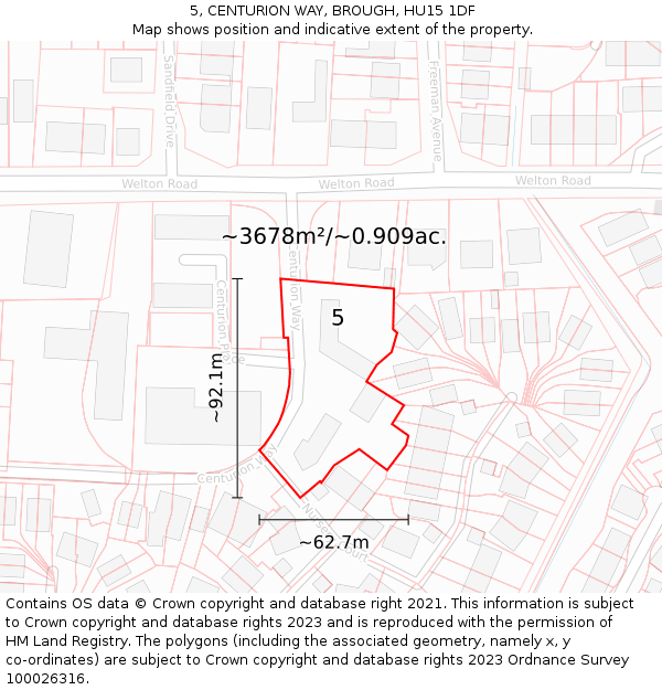 5, CENTURION WAY, BROUGH, HU15 1DF: Plot and title map