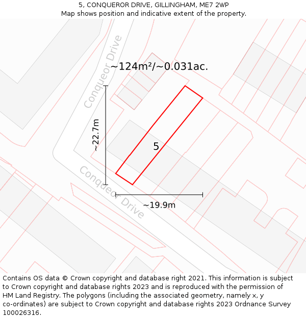 5, CONQUEROR DRIVE, GILLINGHAM, ME7 2WP: Plot and title map