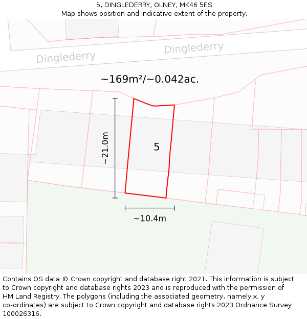 5, DINGLEDERRY, OLNEY, MK46 5ES: Plot and title map