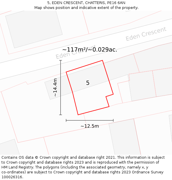 5, EDEN CRESCENT, CHATTERIS, PE16 6AN: Plot and title map