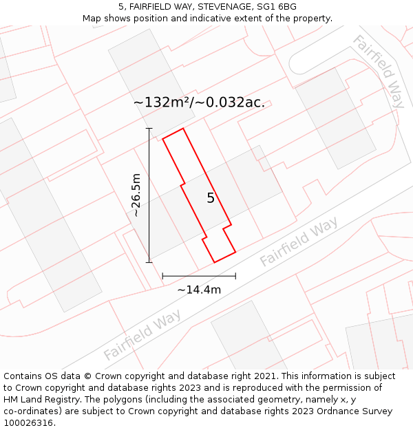 5, FAIRFIELD WAY, STEVENAGE, SG1 6BG: Plot and title map
