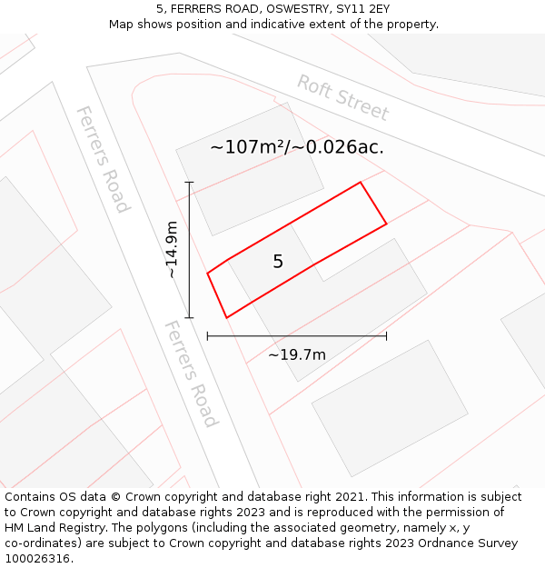 5, FERRERS ROAD, OSWESTRY, SY11 2EY: Plot and title map