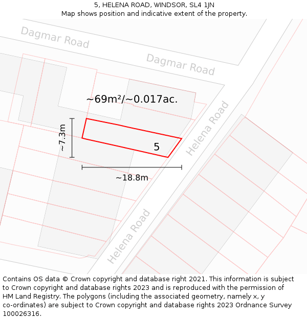 5, HELENA ROAD, WINDSOR, SL4 1JN: Plot and title map