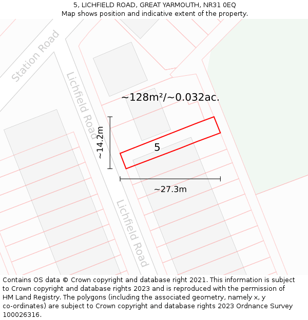 5, LICHFIELD ROAD, GREAT YARMOUTH, NR31 0EQ: Plot and title map