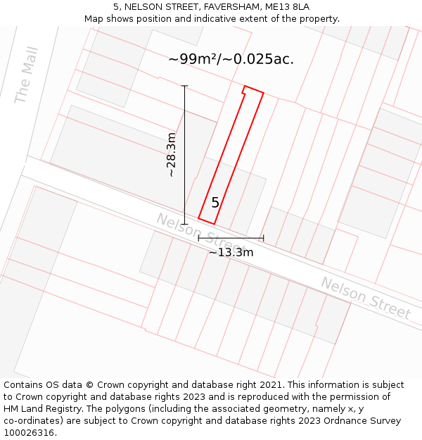 5, NELSON STREET, FAVERSHAM, ME13 8LA: Plot and title map