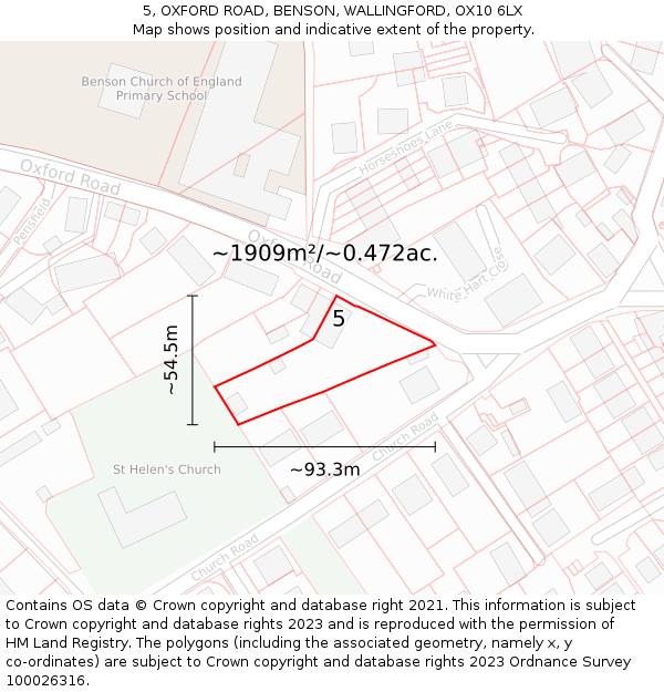 5, OXFORD ROAD, BENSON, WALLINGFORD, OX10 6LX: Plot and title map