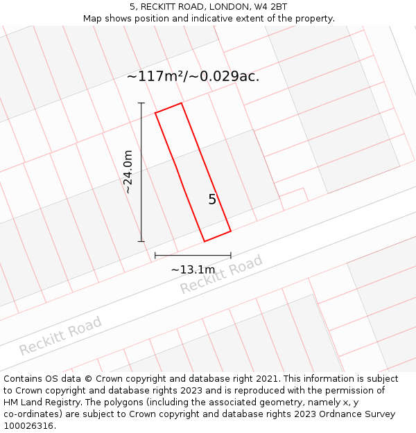 5, RECKITT ROAD, LONDON, W4 2BT: Plot and title map