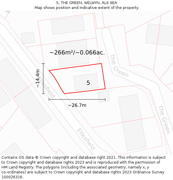 5, THE GREEN, WELWYN, AL6 9EA: Plot and title map