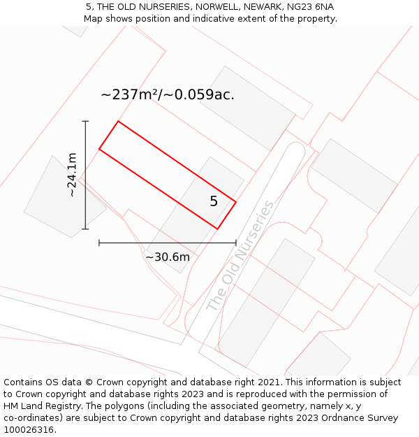 5, THE OLD NURSERIES, NORWELL, NEWARK, NG23 6NA: Plot and title map
