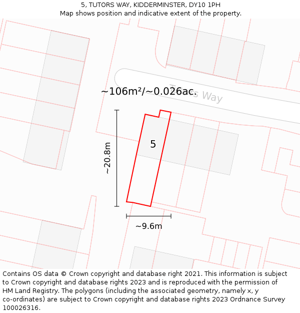 5, TUTORS WAY, KIDDERMINSTER, DY10 1PH: Plot and title map