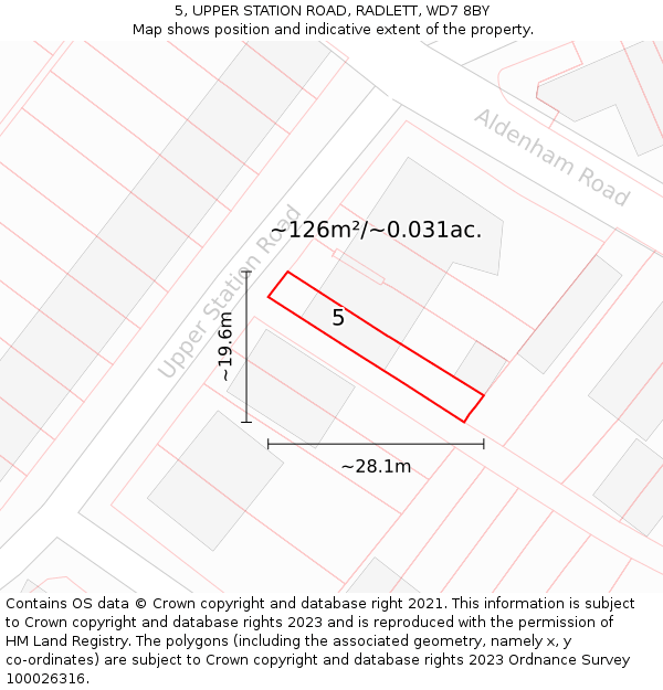 5, UPPER STATION ROAD, RADLETT, WD7 8BY: Plot and title map