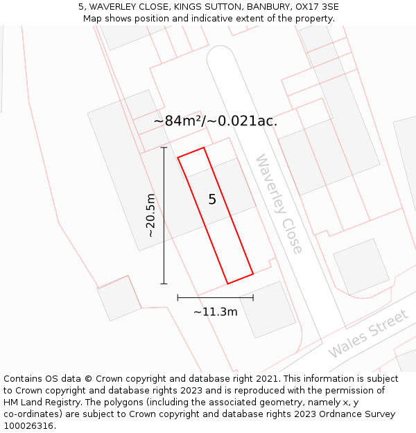 5, WAVERLEY CLOSE, KINGS SUTTON, BANBURY, OX17 3SE: Plot and title map