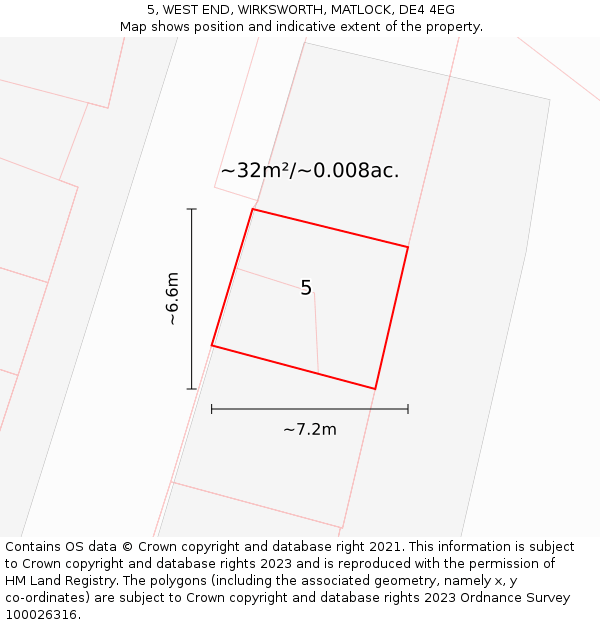 5, WEST END, WIRKSWORTH, MATLOCK, DE4 4EG: Plot and title map
