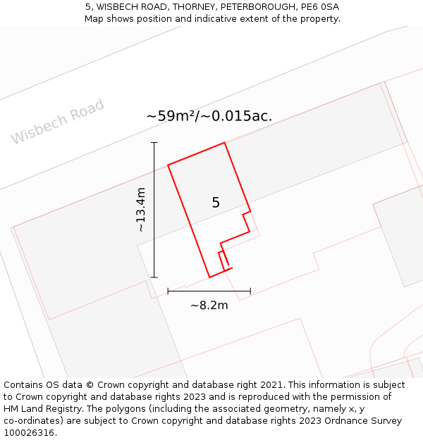 5, WISBECH ROAD, THORNEY, PETERBOROUGH, PE6 0SA: Plot and title map