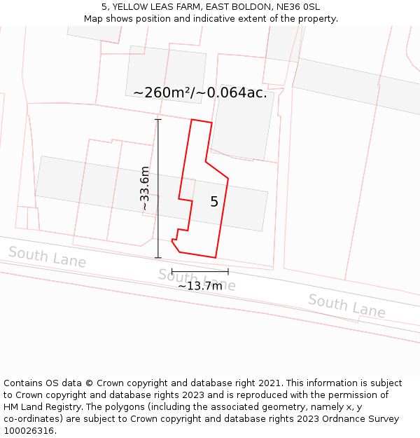 5, YELLOW LEAS FARM, EAST BOLDON, NE36 0SL: Plot and title map