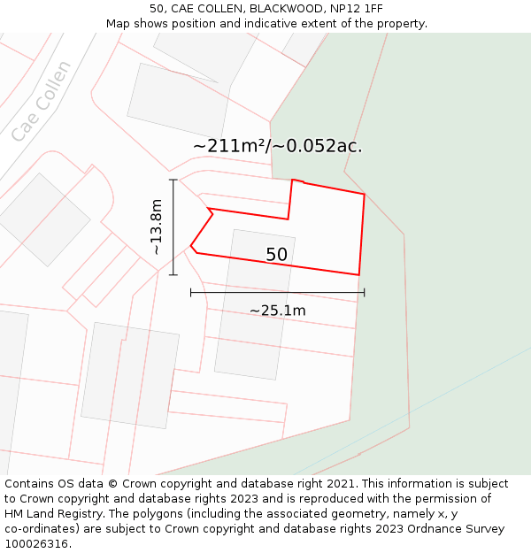50, CAE COLLEN, BLACKWOOD, NP12 1FF: Plot and title map
