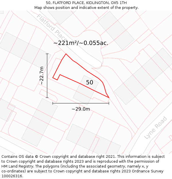 50, FLATFORD PLACE, KIDLINGTON, OX5 1TH: Plot and title map
