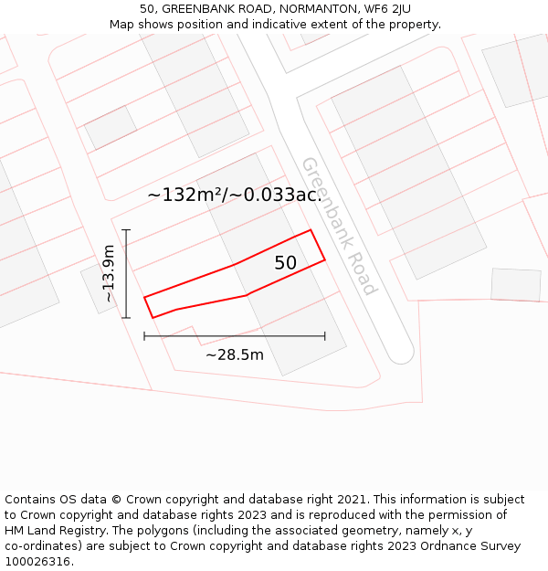 50, GREENBANK ROAD, NORMANTON, WF6 2JU: Plot and title map