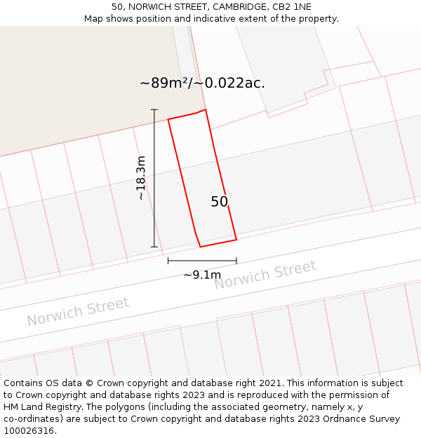 50, NORWICH STREET, CAMBRIDGE, CB2 1NE: Plot and title map