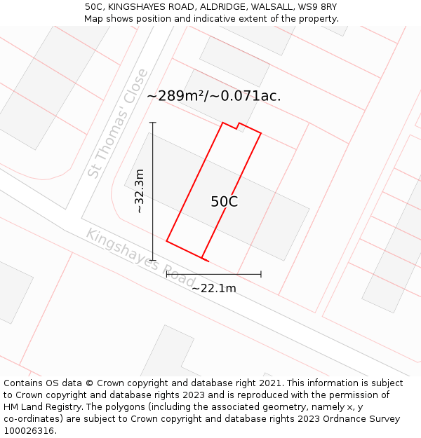 50C, KINGSHAYES ROAD, ALDRIDGE, WALSALL, WS9 8RY: Plot and title map