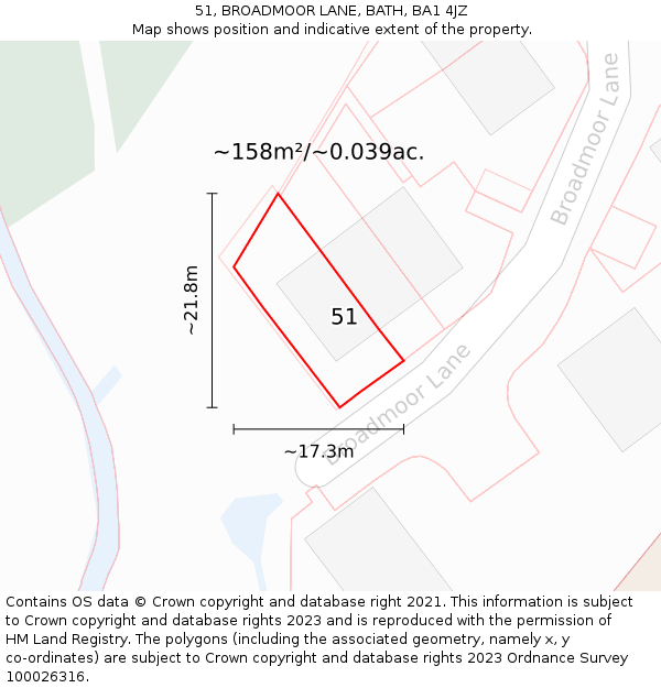 51, BROADMOOR LANE, BATH, BA1 4JZ: Plot and title map