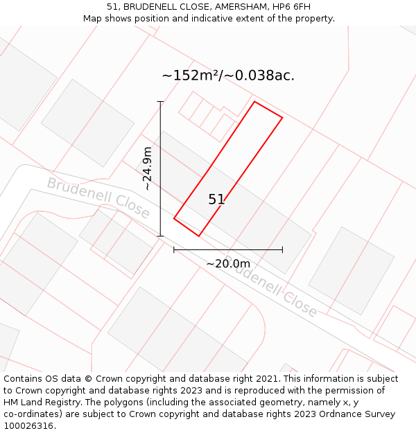 51, BRUDENELL CLOSE, AMERSHAM, HP6 6FH: Plot and title map