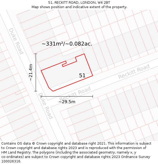 51, RECKITT ROAD, LONDON, W4 2BT: Plot and title map