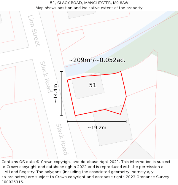 51, SLACK ROAD, MANCHESTER, M9 8AW: Plot and title map